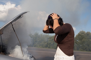 Car Overheating Woman Freaking Out