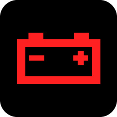 Red battery light on a black background